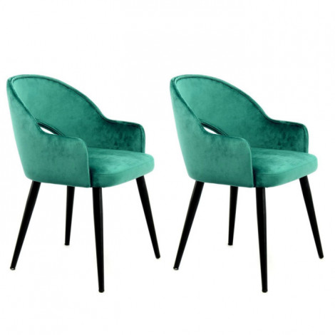 Lot de 2 Chaises en Velours "Joris" 77cm Vert|Chaise|Paris Prix