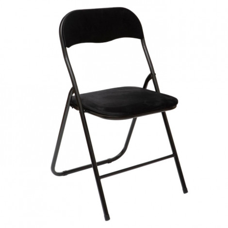 Chaise Pliante en Velours "Basic" 79cm Noir|Chaise|Paris Prix