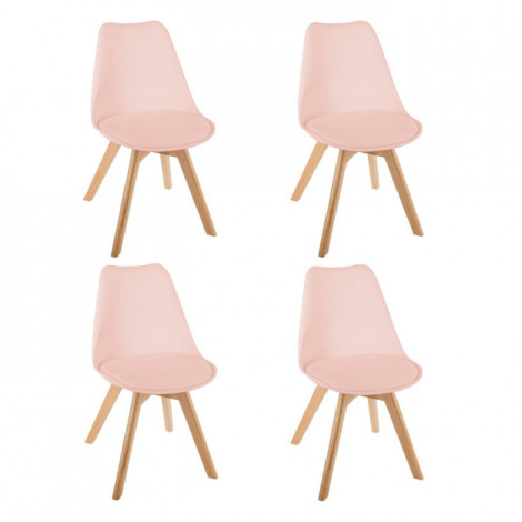 Lot de 4 Chaises Scandinave "Baya" 81cm Rose Poudré|Chaise|Paris Prix