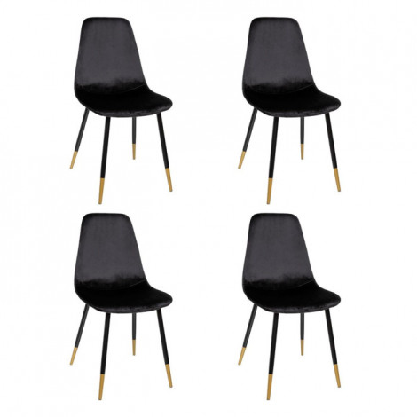 Lot de 4 Chaises Design Velours "Tyka" 86cm Noir|Chaise|Paris Prix