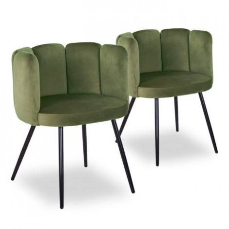 Lot de 2 Chaises Design Velours "Agal" 75cm Kaki|Chaise|Paris Prix