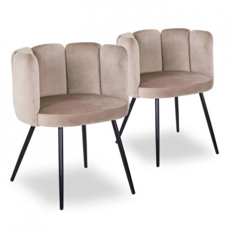 Lot de 2 Chaises Design Velours "Agal" 75cm Taupe|Chaise|Paris Prix