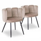 Lot de 2 Chaises Design Velours "Agal" 75cm Taupe|Chaise|Paris Prix