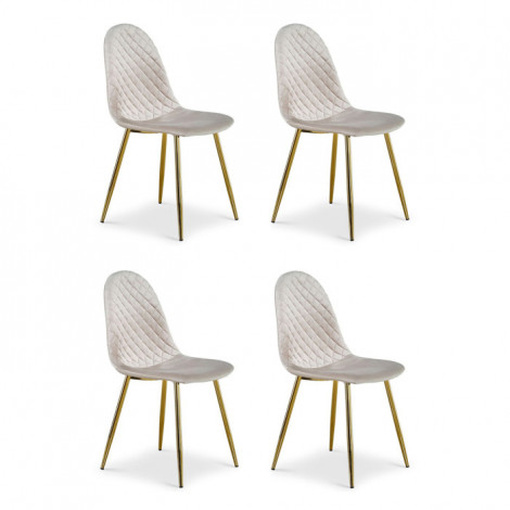 Lot de 4 Chaises en Velours "Waynor" 87cm Taupe|Chaise|Paris Prix