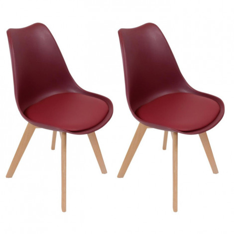 Lot de 2 Chaises Scandinave "Coquil" 82cm Bordeaux|Chaise|Paris Prix