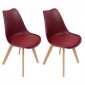 Lot de 2 Chaises Scandinave "Coquil" 82cm Bordeaux|Chaise|Paris Prix