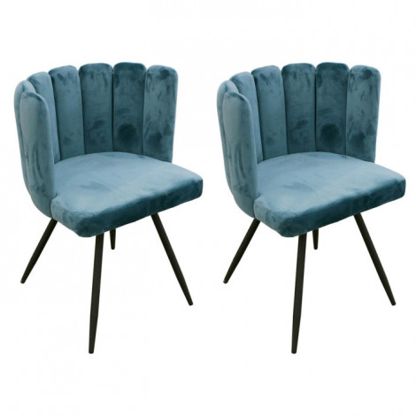 Lot de 2 Chaises Velours "Ariel" 79cm Bleu Canard|Chaise|Paris Prix