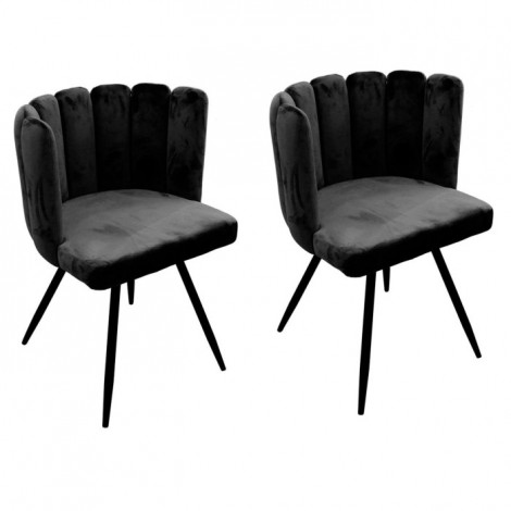 Lot de 2 Chaises Velours "Ariel" 79cm Noir|Chaise|Paris Prix