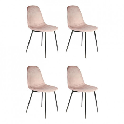 Lot de 4 Chaises Velours "Giulia" 85cm Rose|Chaise|Paris Prix