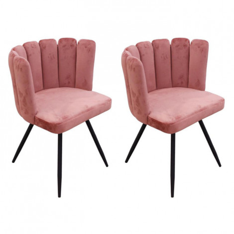 Lot de 2 Chaises en Velours "Ariel" 79cm Rose|Chaise|Paris Prix