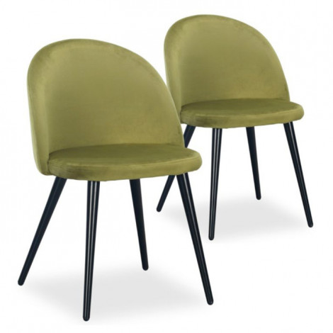Lot de 2 Chaises Scandinaves Velours "Morro" 78cm Kaki|Chaise|Paris Prix