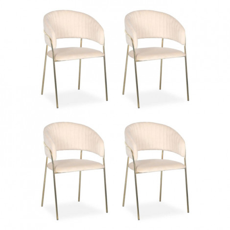 Lot de 4 Chaises en Velours "Batora" 79cm Beige|Chaise|Paris Prix