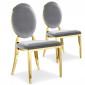 Lot de 2 Chaises Médaillon Velours "Tatianna" 90cm Argent & Or|Chaise|Paris Prix
