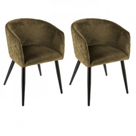 Lot de 2 Fauteuils Design Velours "Marlo" 76cm Kaki|Chaise|Paris Prix