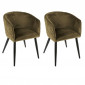 Lot de 2 Fauteuils Design Velours "Marlo" 76cm Kaki|Chaise|Paris Prix