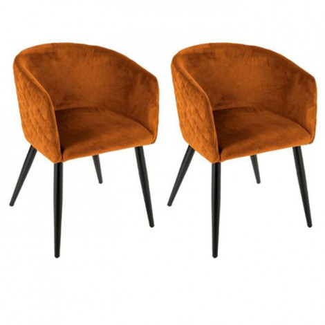Lot de 2 Fauteuils Design Velours "Marlo" 76cm Ambre|Chaise|Paris Prix