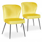 Lot de 2 Chaises Velours Design "Elsa" 79cm Jaune|Chaise|Paris Prix