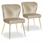 Lot de 2 Chaises Velours Design "Elsa" 79cm Taupe|Chaise|Paris Prix