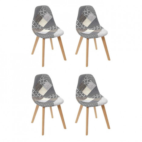 Lot de 4 Chaises Design "Patchwork" 86cm Gris|Chaise|Paris Prix