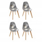 Lot de 4 Chaises Design "Patchwork" 86cm Gris|Chaise|Paris Prix