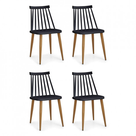 Lot de 4 Chaises Scandinaves "Estelle" 77cm Noir|Chaise|Paris Prix