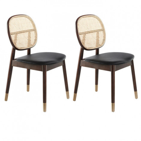 Lot de 2 Chaises Design "Rito" 87cm Noir & Noyer|Chaise|Paris Prix