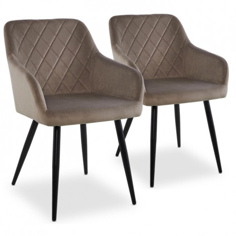 Lot de 2 Chaises Velours "Ariette" 83cm Gris|Chaise|Paris Prix
