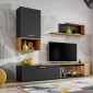 Ensemble Meuble TV Design "Maze II" 200cm Noir & Naturel|Meuble TV|Paris Prix