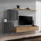 Ensemble Meuble TV "Switch Lamel V" 250cm Naturel & Gris|Meuble TV|Paris Prix