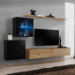 Ensemble Meuble TV "Switch Lamel XV" 260cm Naturel & Noir|Meuble TV|Paris Prix