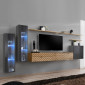 Ensemble Meuble TV "Switch Lamel XI" 330cm Naturel & Gris|Meuble TV|Paris Prix