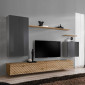 Ensemble Meuble TV "Switch Lamel II" 270cm Naturel & Gris|Meuble TV|Paris Prix
