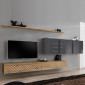 Ensemble Meuble TV "Switch Lamel VII" 340cm Naturel & Gris|Meuble TV|Paris Prix