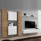 Ensemble Meuble TV "Switch Lamel VI" 330cm Blanc & Naturel|Meuble TV|Paris Prix
