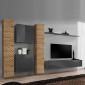 Ensemble Meuble TV "Switch Lamel VI" 330cm Gris & Naturel|Meuble TV|Paris Prix