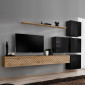 Ensemble Meuble TV "Switch Lamel IX" 310cm Naturel & Noir|Meuble TV|Paris Prix