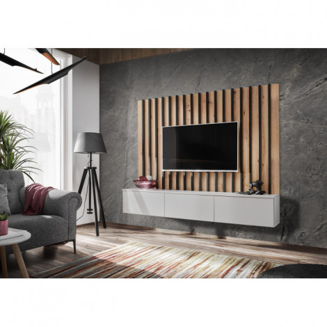 Ensemble Meuble TV "Verti" 180cm Gris & Naturel|Meuble TV|Paris Prix