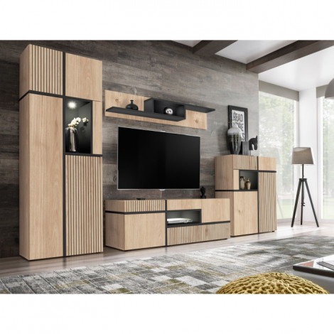 Ensemble Meuble TV Design "Cross" 330cm Naturel|Meuble TV|Paris Prix