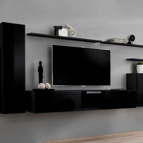 Meuble TV Mural Design "Switch I" 330cm Noir|Meuble TV|Paris Prix