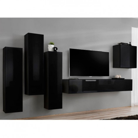 Meuble TV Mural Design "Switch II" 270cm Noir|Meuble TV|Paris Prix
