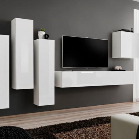 Meuble TV Mural Design "Switch III" 330cm Blanc|Meuble TV|Paris Prix