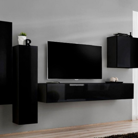 Meuble TV Mural Design "Switch III" 330cm Noir|Meuble TV|Paris Prix