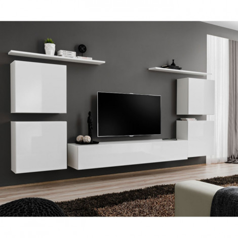 Meuble TV Mural Design "Switch IV" 320cm Blanc|Meuble TV|Paris Prix