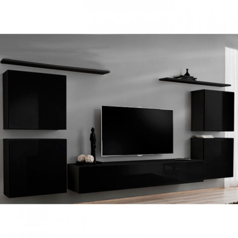 Meuble TV Mural Design "Switch IV" 320cm Noir|Meuble TV|Paris Prix