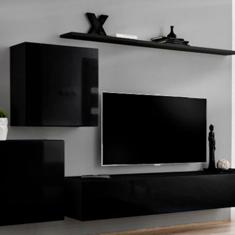 Meuble TV Mural Design "Switch V" 250cm Noir|Meuble TV|Paris Prix