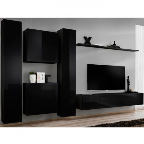 Meuble TV Mural Design "Switch VI" 330cm Noir|Meuble TV|Paris Prix