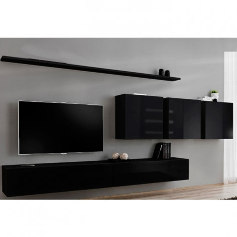 Meuble TV Mural Design "Switch VII" 340cm Noir|Meuble TV|Paris Prix