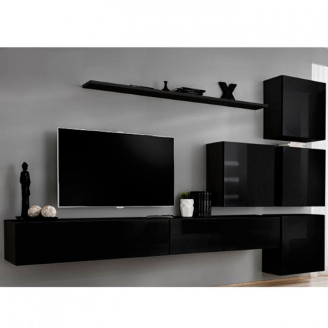 Meuble TV Mural Design "Switch IX" 310cm Noir|Meuble TV|Paris Prix