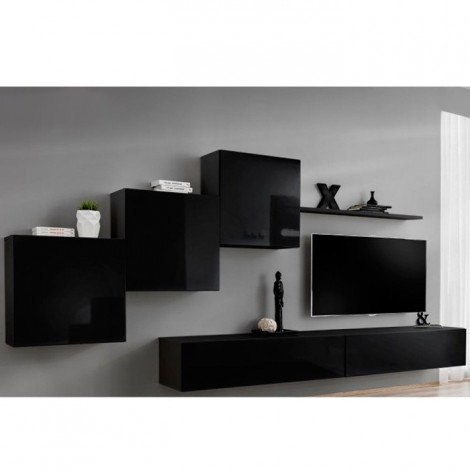 Meuble TV Mural Design "Switch X" 330cm Noir|Meuble TV|Paris Prix