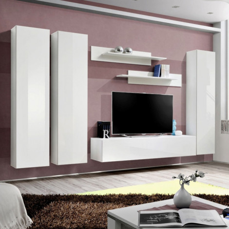 Meuble TV Mural Design "Fly I" 310cm Blanc|Meuble TV|Paris Prix